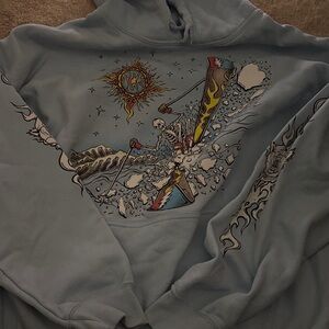 Grateful Dead Skiing Skeleton Graphic Hoodie